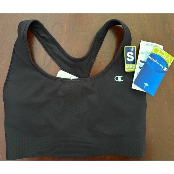 Champion NWT Jersey Stretch Racerback Sports Bra in Black Size Small - Picture 2 of 9